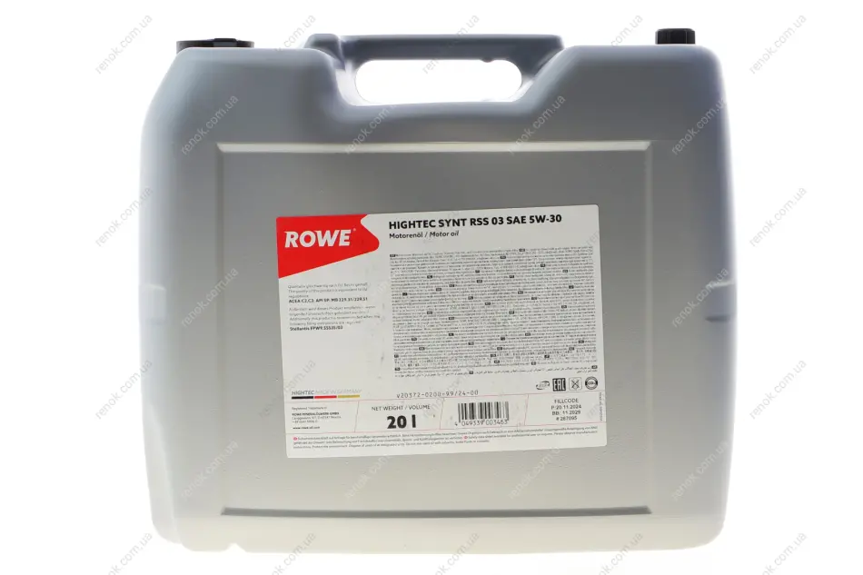 Олива моторна HIGHTEC SYNT RSS 03 SAE 5W-30 (20 L) ROWE 20372-0200-99 (фото 1)