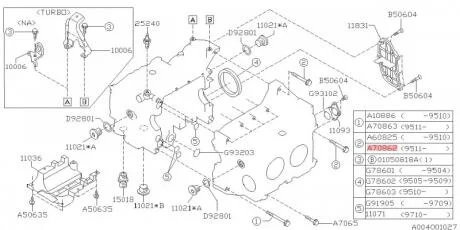 Болт блока циліндрів SUBARU 800708620
