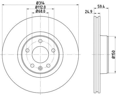 Диск гальмівний з покриттям PRO; передн. Hella pagid 8DD355111121