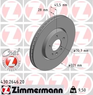 Диск гальмівний Coat Z ZIMMERMANN 430264620