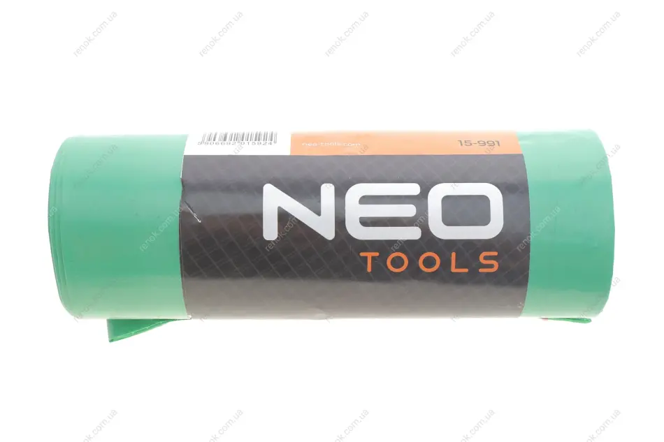 Мішки для сміття 120 л, зелені зі стрічкою, 40 мкм, 10 шт. NEO TOOLS 15-991 (фото 1)