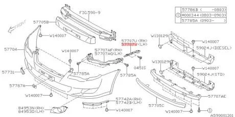 Кріплення бампера SUBARU 57707AG100