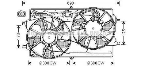 AVA FORD Вентилятор радіатора (з дифузором) FOCUS I 1.4-2.0 98- AVA COOLING FD7507 (фото 1)
