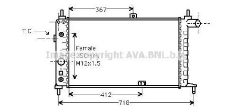AVA OPEL Радіатор системи охолодження двигуна KADETT E AVA COOLING OL2065