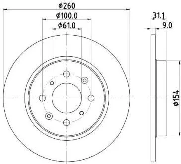 HELLA PRO HONDA Гальмівний диск задн. INSIGHT 1.3 09-, JAZZ III ELECTRIC 09- Hella pagid 8DD 355 122-531
