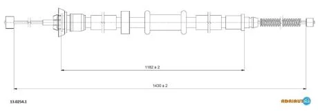 FORD трос ручного гальма задн.прав. KA 1.2-1.3 08-16 ADRIAUTO 13.0254.1