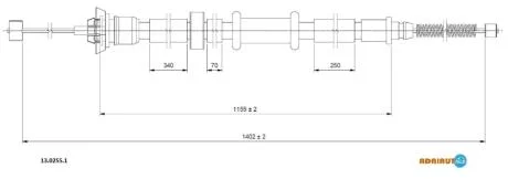 FORD трос ручного гальма задн. лів. KA 1.2-1.3 08-16 ADRIAUTO 13.0255.1