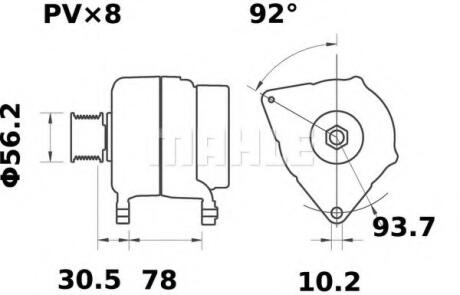 Генератор (14В, 95А) JCB 3CX, 4CX MAHLE MAHLE / KNECHT MG 23