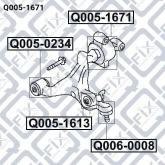 Сайлентблок задній переднього важеля без кронштейна (гідравлічний) Q-fix Q0051671
