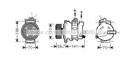 AVA AUDI Компресор кондиціонера A4 Allroad B8 09-, A4 B6 01-, A4 B7 04-, SEAT AVA COOLING AIAK279