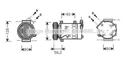 AVA CITROEN Компресор кондиціонера BERLINGO 96-, FIAT, PEUGEOT, RENAULT AVA COOLING CNAK237