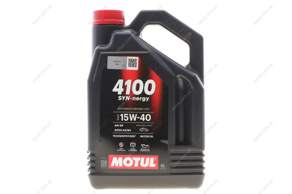 Масло 15W40 4100 Syn-nergy (4L) (API SP) (ACEA A3/B4) (113150) MOTUL 386507 (фото 1)