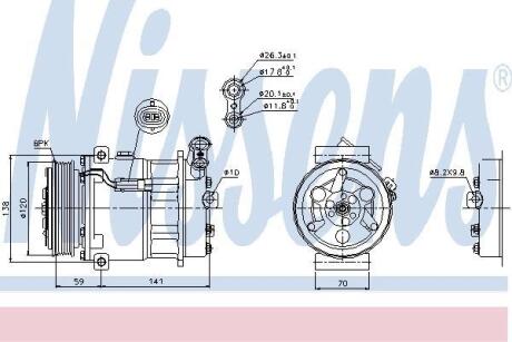 OPEL Компресор кондиціонера SIGNUM 1.9, 2.0, 2.2, 3.0, 3.2 03-, VECTRA C 1.9, 2.0, 3.0, 3.2 02-, CADILLAC, FIAT, SAAB NISSENS 89124