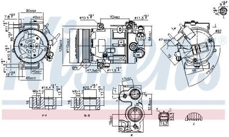 CITROEN Компресор кондиціонера C4 II 2.0 09-, C5 III 2.0 08-, DS4 2.0 11-, PEUGEOT NISSENS 890420