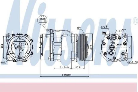 VW Компресор кондиціонера CALIFORNIA T4 98-, LT 28-35 II 96- NISSENS 89061