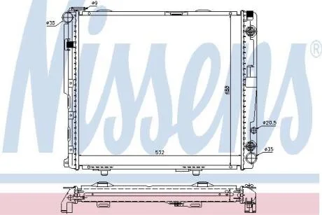 Радіатор MB E W 124(84-)E 250 D(+)[OE 124 500 18 02] NISSENS 62699A