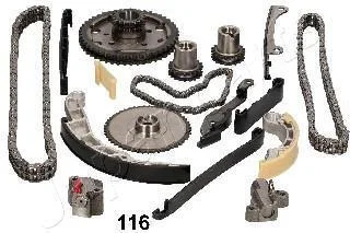 К-кт ланцюга ГРМ (3 ланцюга+ 8 напрямних + 2 натягувача +5 шестерні) Navara 2.5d 05- JAPANPARTS KDK-116