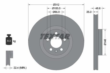 Диск гальмівний передн Лів/Прав VW POLO VI 1.5/2.0 11.17- TEXTAR 92303303