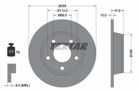 Диск гальмівний задн Лів/Прав AUDI A6 C5, ALLROAD C5 1.8-3.0 02.97-08.05 TEXTAR 92117303