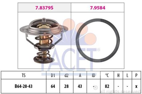 Термостат Nissan Navara, Pathfinder 2.5 DCi (05-), X-Trail 2.2 DCi (01-) (7.8649 FACET 78649 (фото 1)