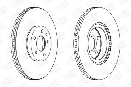 Диск гальмівний передній (кртано 2) Fiat Doblo (07-) CHAMPION 561520CH