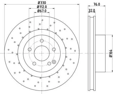 HELLA PRO DB диск гальмівний перед. (вентил.) W220 (330*32) Hella pagid 8DD 355 106-851