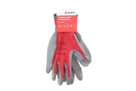 Рукавиці захисні RED NITRILE, поліестер, покритя нітрил, пара, р.11, RED LINE {арт. } WURTH 0899403111
