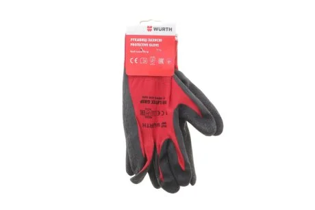 Рукавиці захисні RED LATEX GRIP, поліестер, покриття латекс, пара, р.9, RED LINE {арт. } WURTH 0899408209