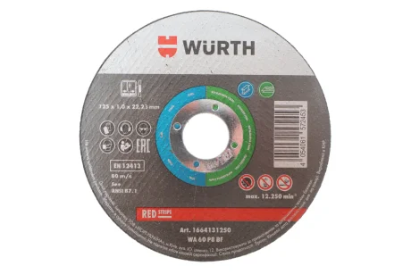 Круг отрезной для нерж. стали 125x1.0x22,23 мм RED STRIPE WURTH 1664131250