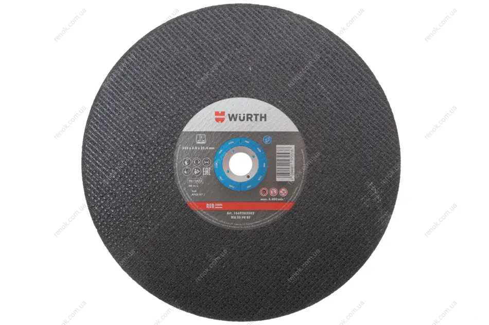 Диск відрізний для сталі 355x3.0x25.4 mm, RED STRIPE {арт. } WURTH 1669203502 (фото 1)