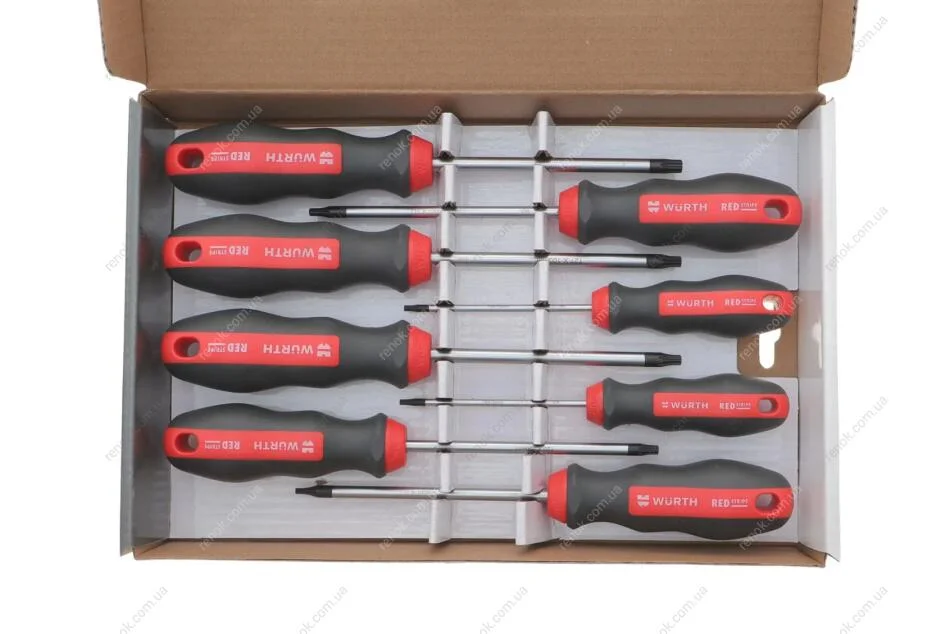 Набір викруток TORX з отвором, TX8-30, 8 шт., RED STRIPE {арт. } WURTH 575193480 (фото 1)