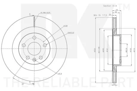Диск гальмівний невентильований NK 314872