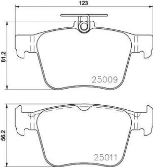 Колодки гальмівні дискові; задня вісь HELLA 8DB355020261