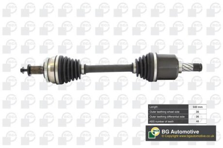 Піввісь перед. VOLVO S60/V70/XC70 99-10 Л. BGA DS9706LA