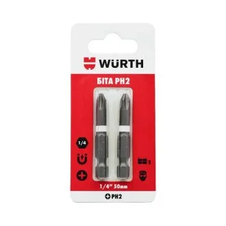 Біта PH2, 1/4IN, L50мм, 2шт. в блістері {арт. } WURTH 1614176692902