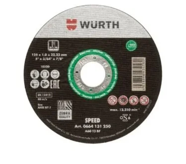 Диск відрізний для нерж. сталi 125х1,0х22,2, ZEBRA {арт. } WURTH 0664131250