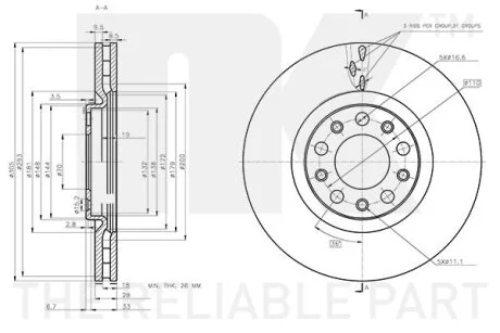Диск гальмівний невентильований NK 312370