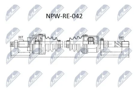 Напіввісь NTY NPWRE042