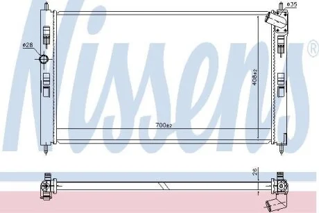 MITSUBISHI Радіатор системи охолодження двигуна ASX 1.8 DI-D 10-, 2.2 13-, CITROEN, PEUGEOT NISSENS 636034