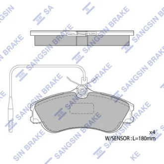 Колодки тормозные передние Citroen Xsara, Picasso (99-), Peugeot 206 (00-) Hi-Q (SANGSIN) SP1743A (фото 1)