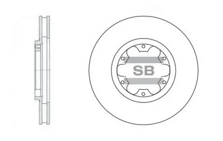 Диск гальмівний (кратно 2) передній (вентильований) Nissan Navara D22 (03-) (D=282.7mm) HI-Q Hi-Q (SANGSIN) SD4214