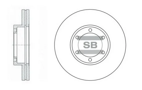 Диск гальмівний (кратно 2) передній (вентильований) Kia Pregio (-05) (D=257.8mm) HI-Q Hi-Q (SANGSIN) SD2027