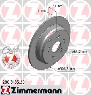 Диск гальмівний ZIMMERMANN 280.3185.20