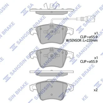 Колодки тормозные передние VW Multivan V 16inch (09-) Hi-Q (SANGSIN) SP1979