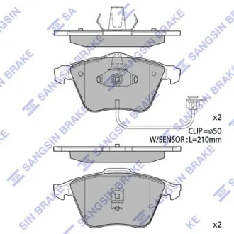 Колодки тормозные передние Audi A6 (4B2,C5) (-05) Hi-Q (SANGSIN) SP1705