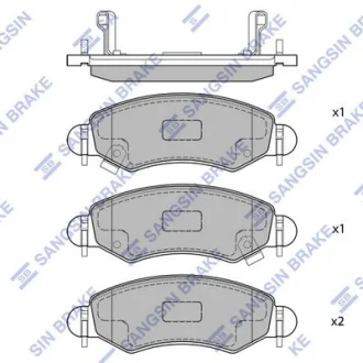 Колодки тормозные передние Opel Agila (A) (-07), Subaru Justy III (G3X) (-07), S Hi-Q (SANGSIN) SP1601