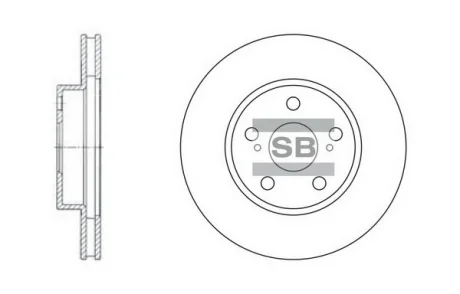 Диск тормозной (кратно 2) передний (вентилируемый)Toyota Prius (-09) (D=255.0mm) Hi-Q (SANGSIN) SD4013