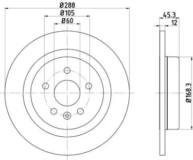 Диск гальмівний задн лів/прав (без маточини) OPEL ASTRA K 1.0-1.6D 06.15-12.21 TEXTAR 92275203