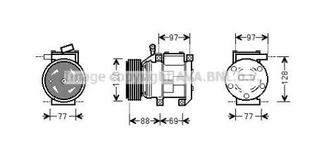 AVA KIA Компресор кондиціонера SORENTO I 2.5 02- AVA COOLING KAAK117