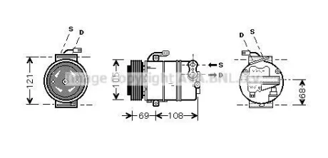 Компресор кондиціонера Opel Astra G (99-), Zafira (99-) 2.0Di, 2.2DTi AVA AVA COOLING OLAK358